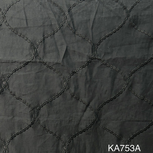 Thread Embroidered Chanderi Silk Fabric KA753